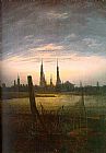 Caspar David Friedrich Canvas Paintings - City at Moonrise